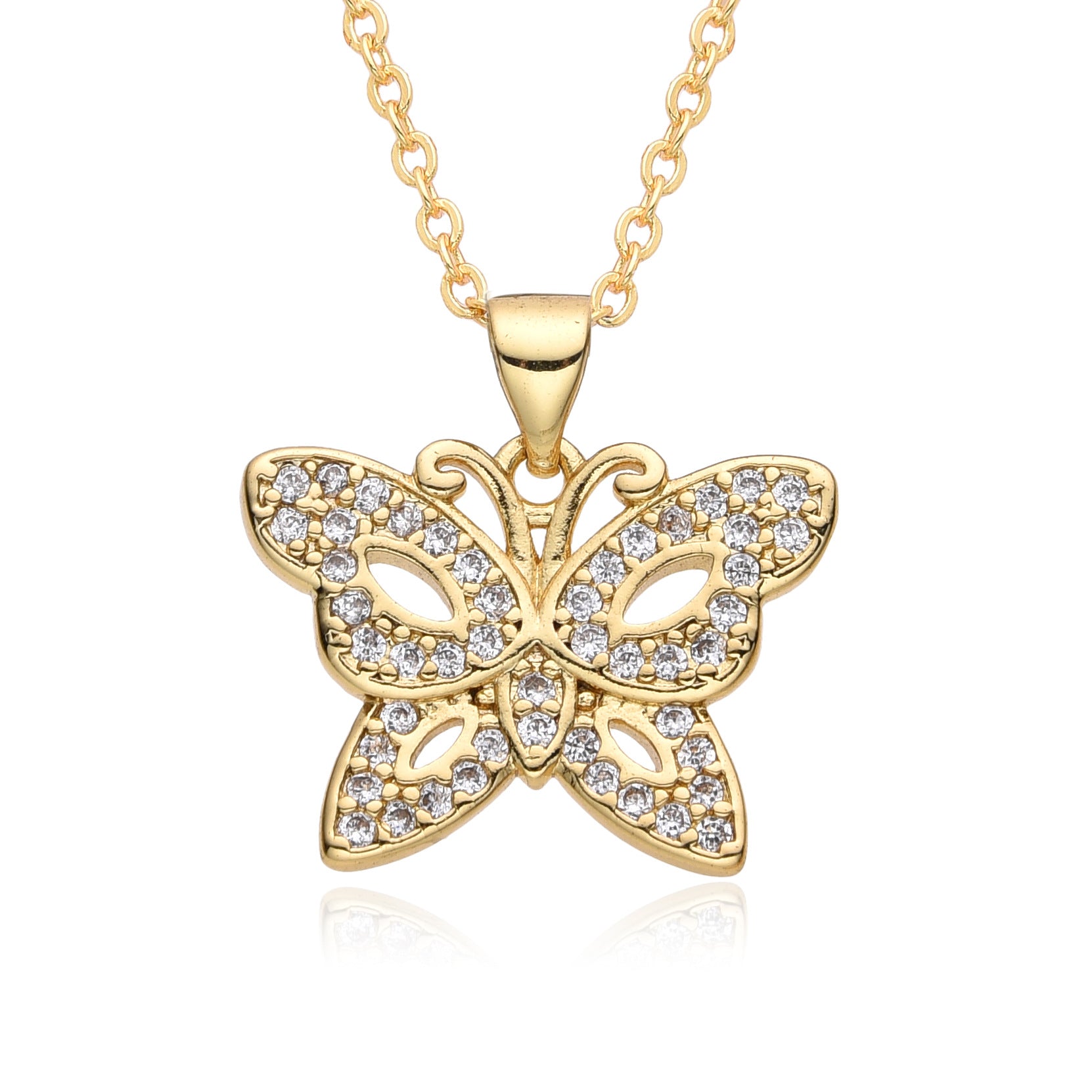 Wholesale Copper Gold Plated Butterfly Necklace Clavicle Chain
